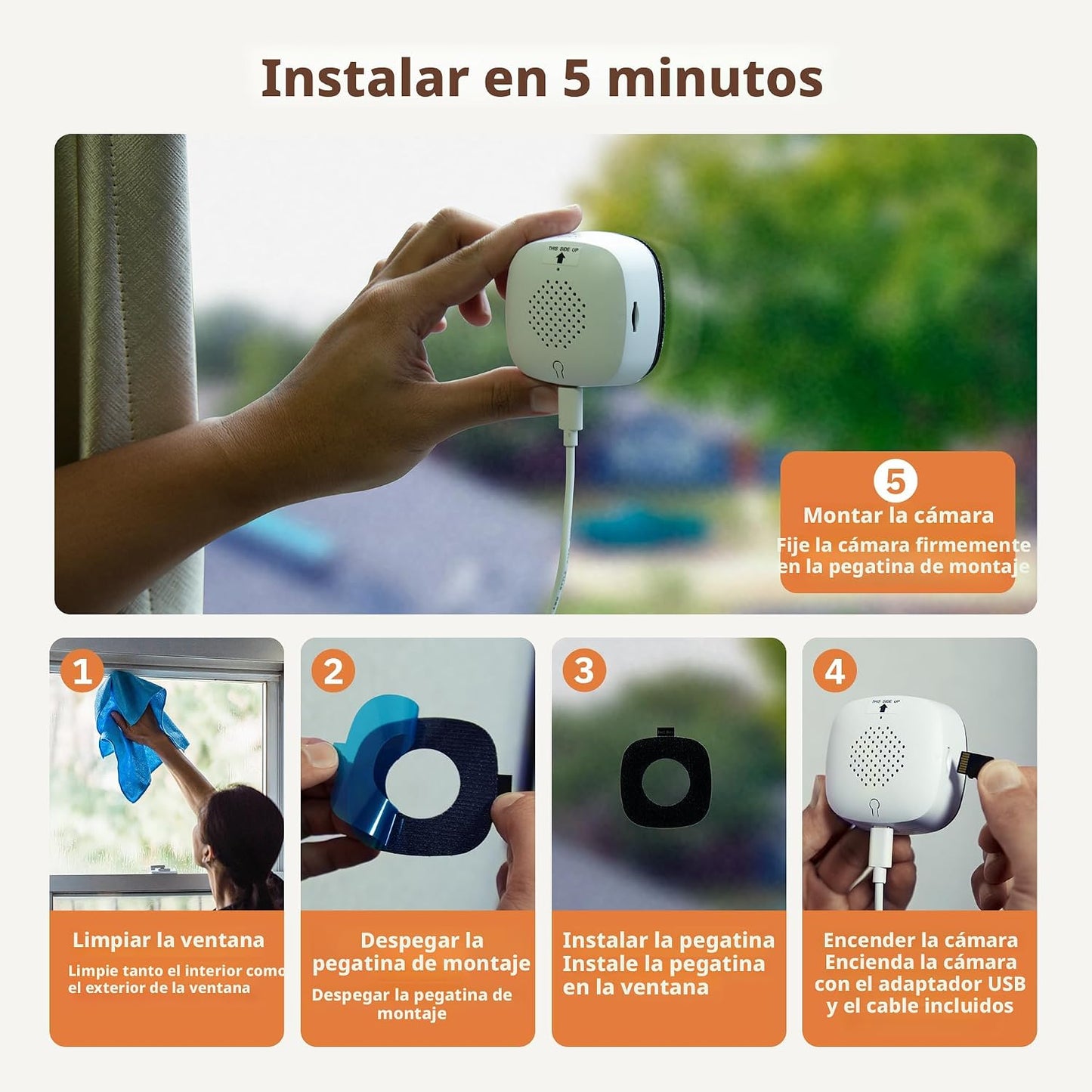 Girafit Cámara de ventana de 3 MP 2K, cámaras de interior WiFi de 2...