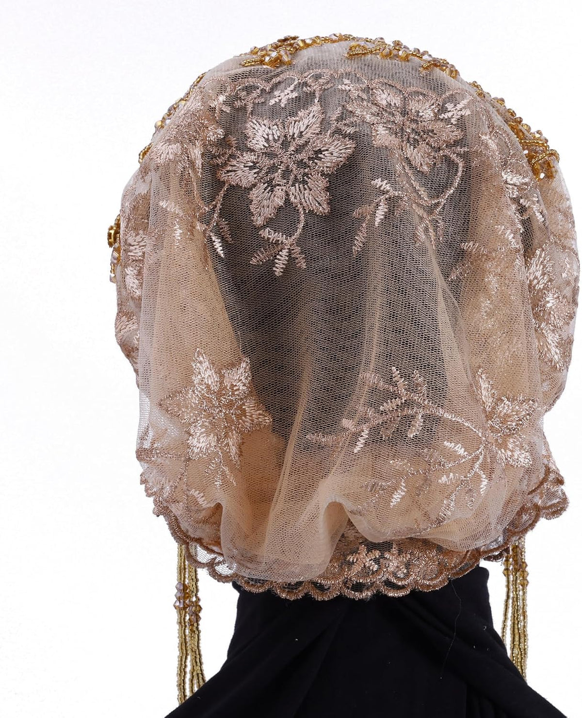 Turbante para mujer, con cuentas de encaje, musulmán, hijab, gorro...