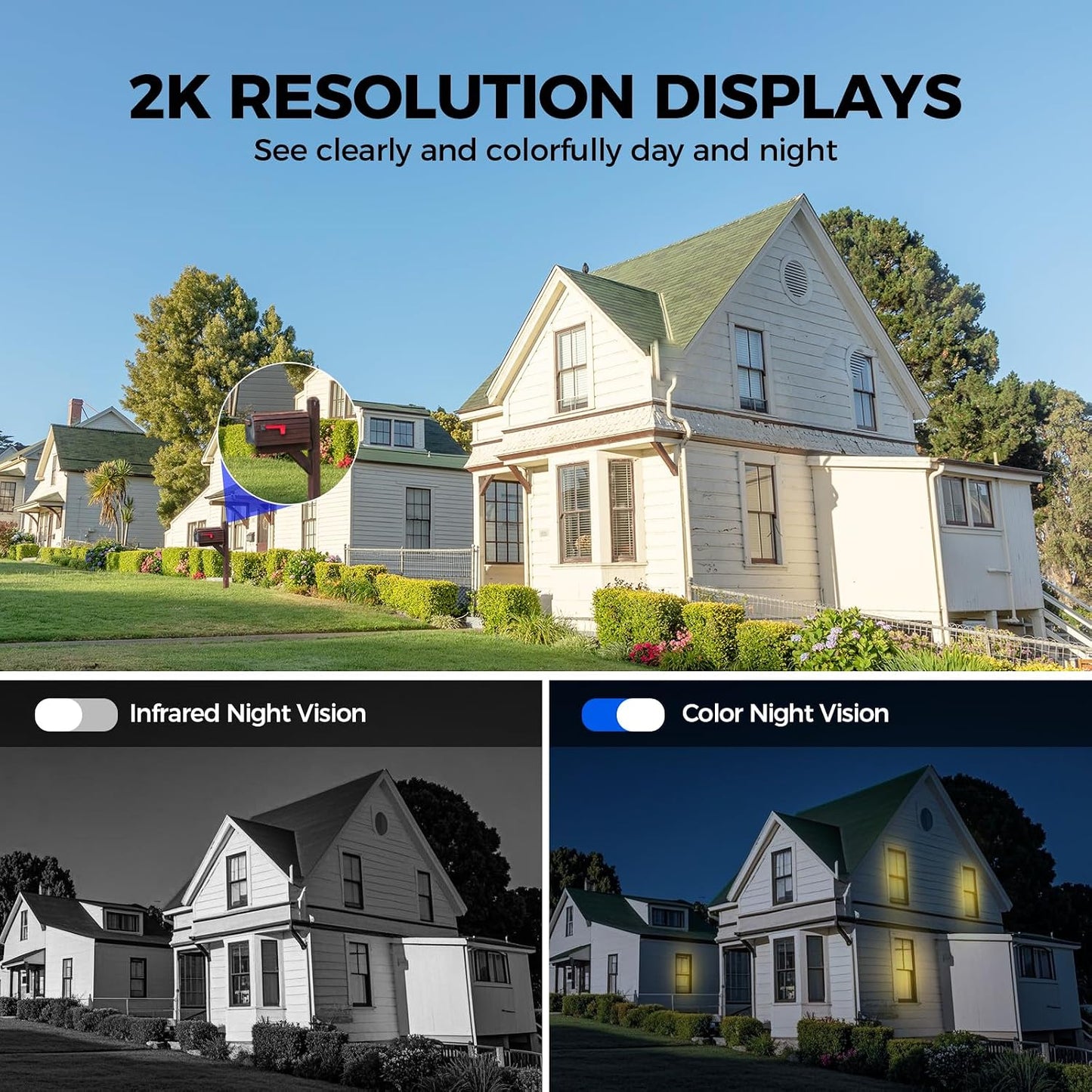 LITYMOL Cámaras de seguridad de 2K con vista de 360° inalámbricas p...