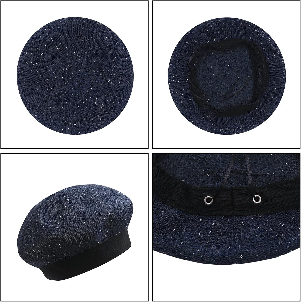 MOSSTYUS Boina ligera de encaje para mujer, diseño floral, transpir...