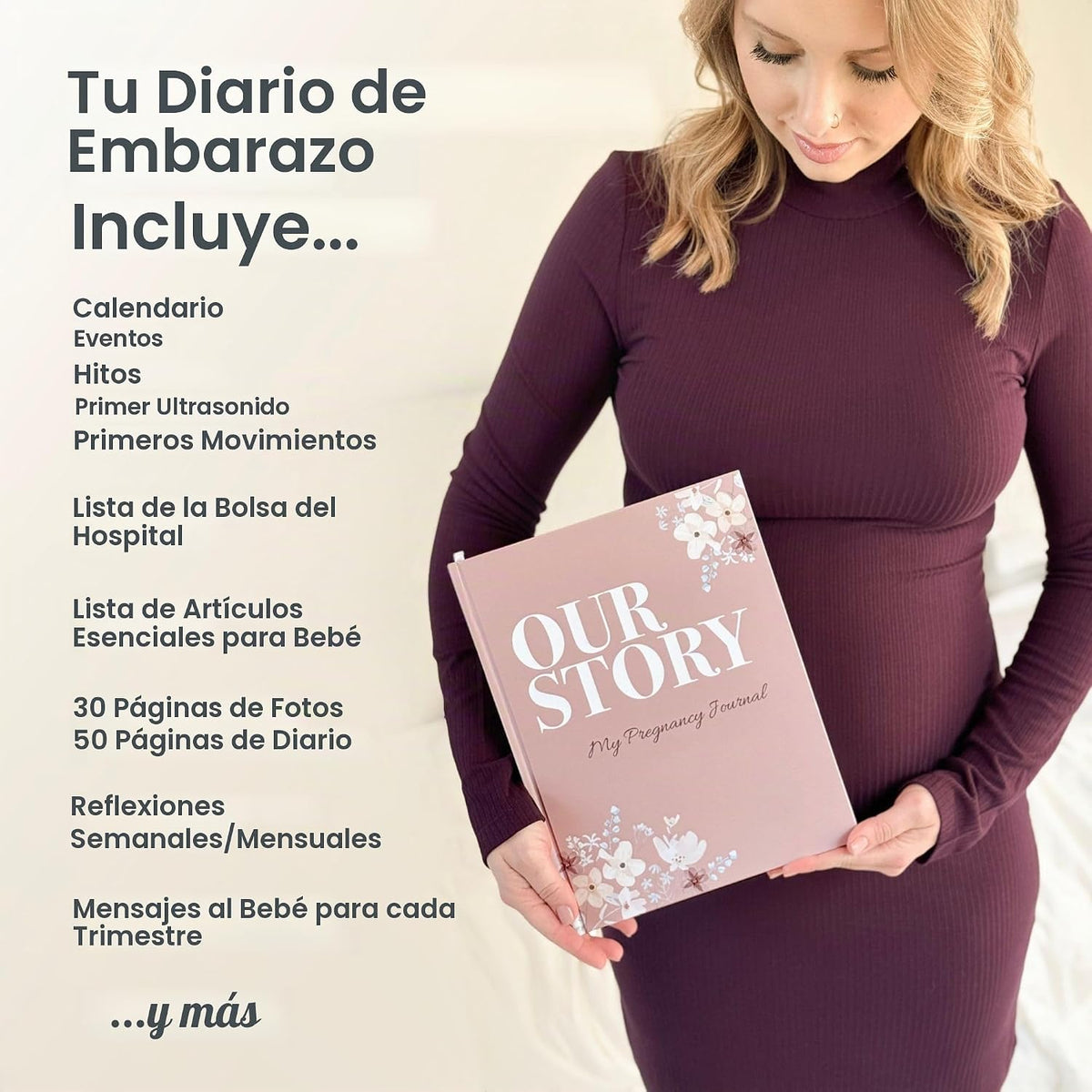 Diario de Embarazo Libro del Bebé \u2013 11" x 8.5" Tapa Du...