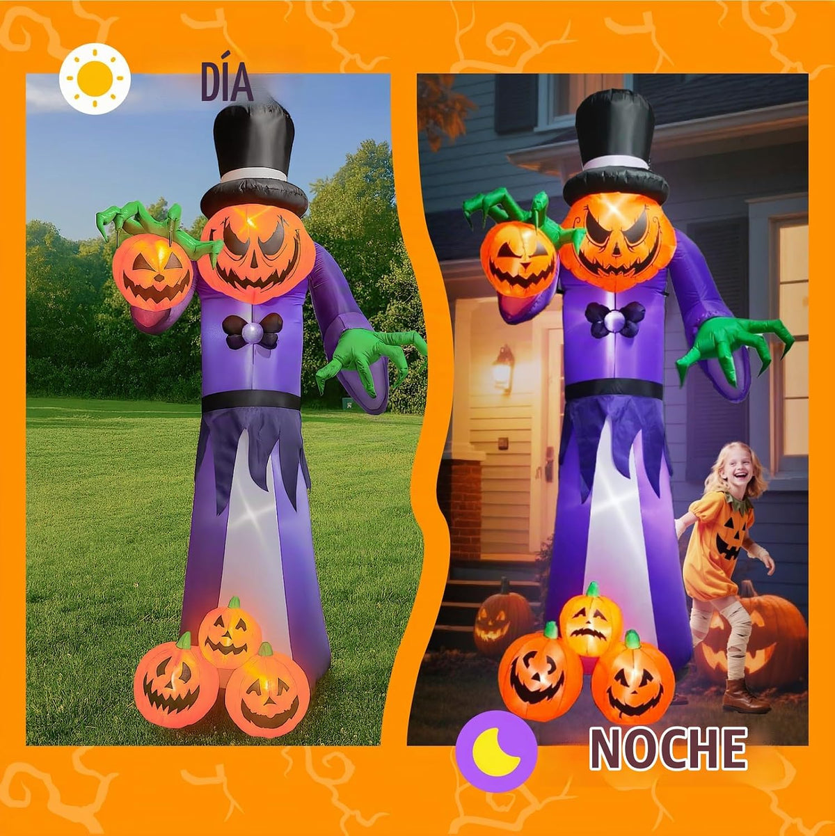 ZOOMATOOE Parca de calabaza inflable gigante de Halloween de 11 pie...