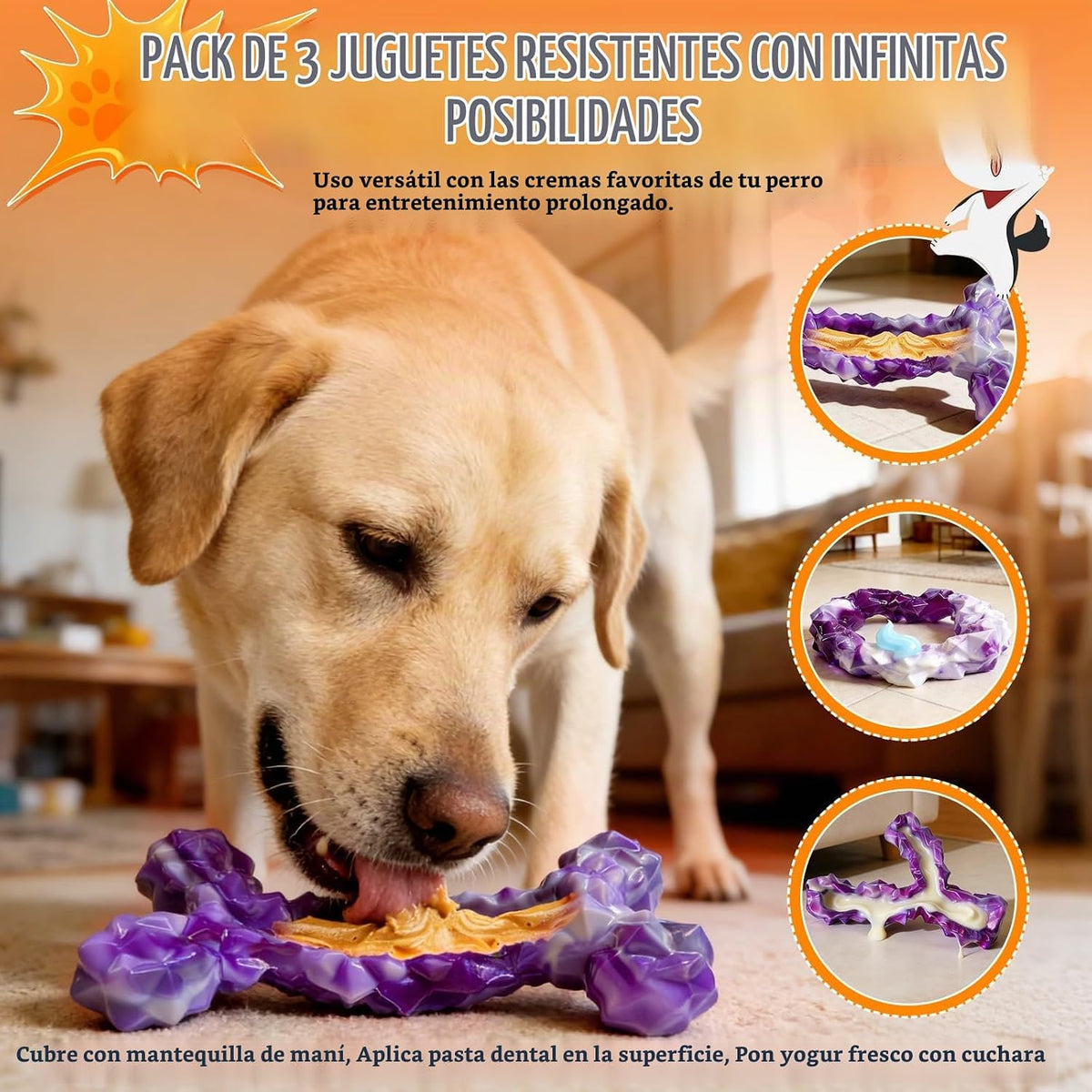 WOWBALA Paquete de 3 juguetes masticables para perros masticadores...