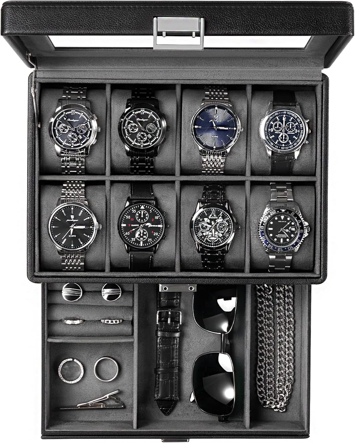 ProCase Caja de reloj premium para hombre, caja organizadora de joy...
