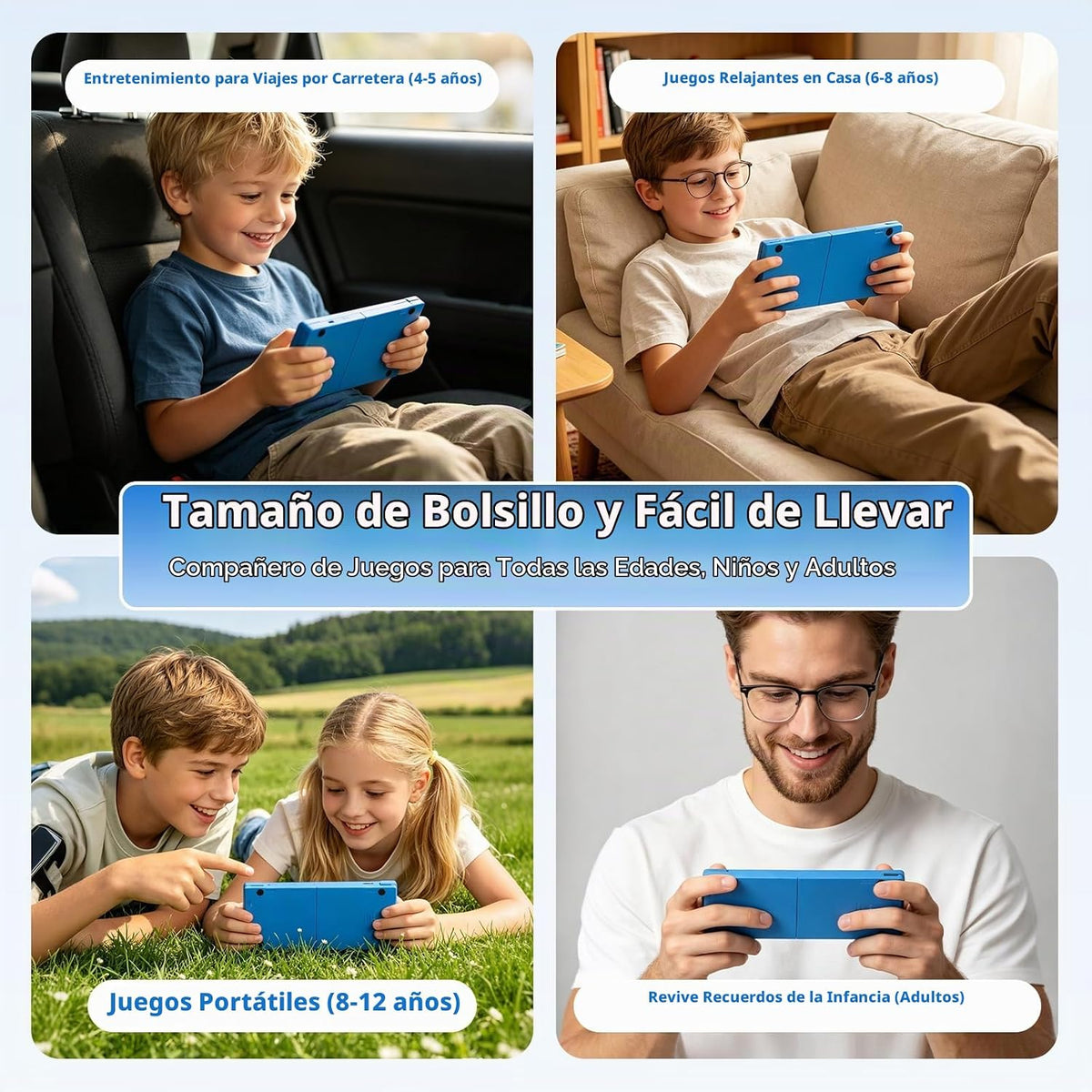 Juego de mano para niños, 10 juegos clásicos retro precargados, pan...