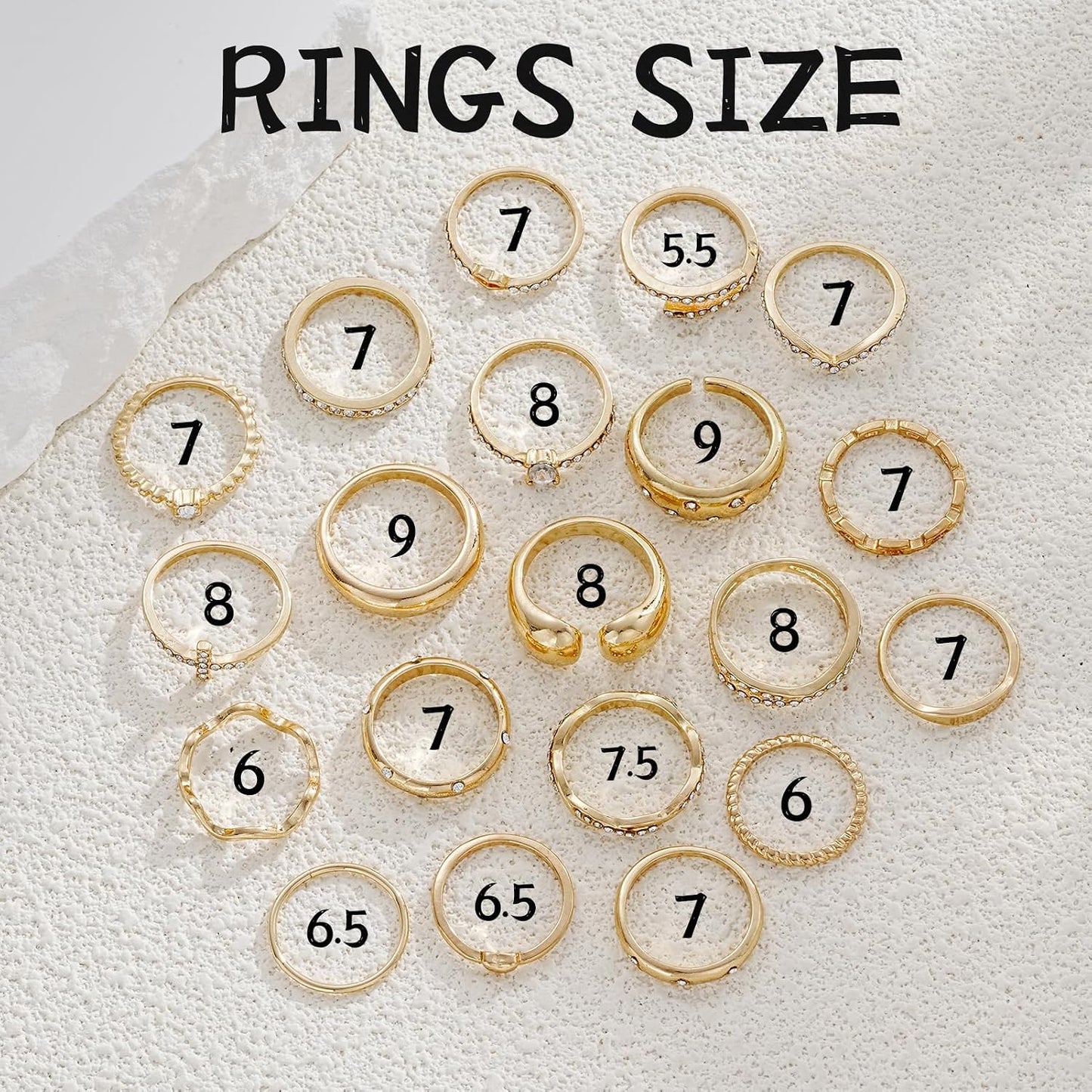 FAXHION Juego de 25 anillos apilables de oro para mujer, anillo de...