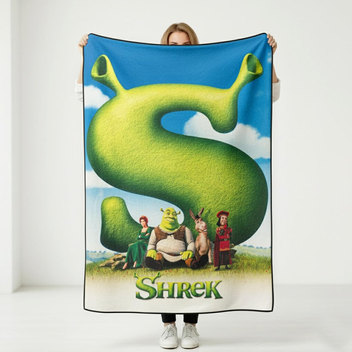 Silver Buffalo Shrek - Póster de película de burro, manta de forro...