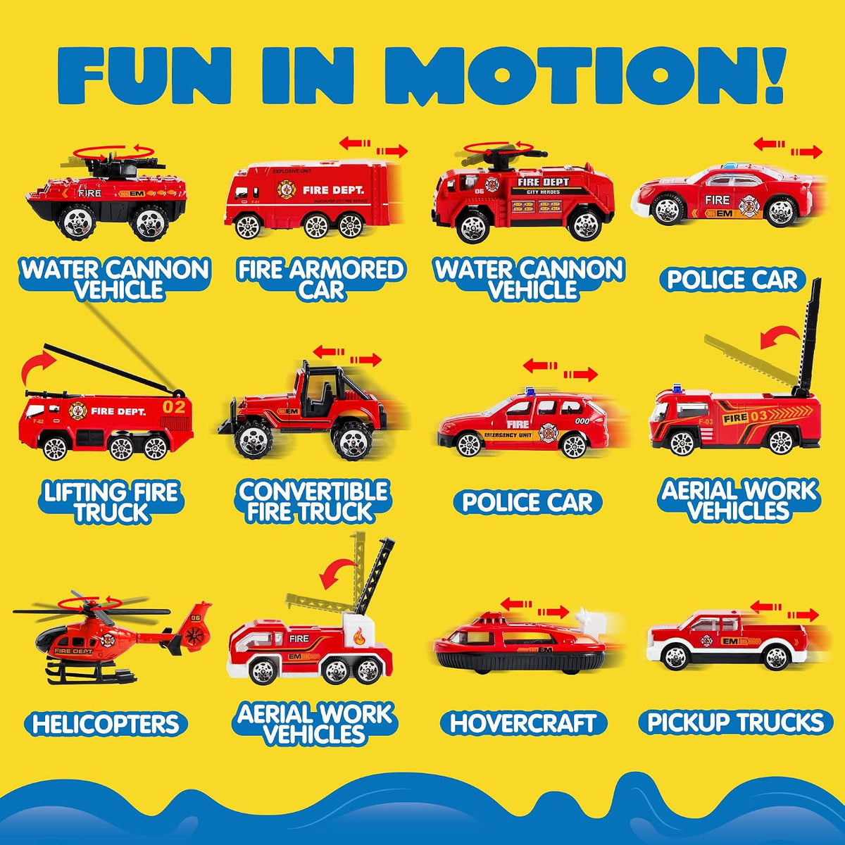 JOYIN Juego de vehículos de camión de bomberos 25 en 1 con sonidos...