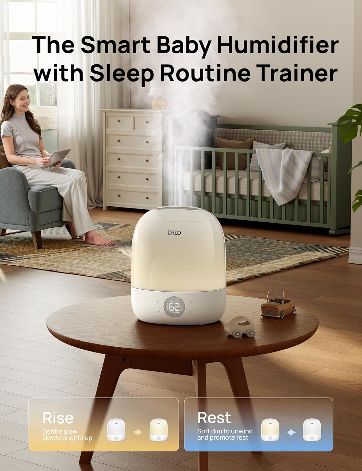 DREO Humidificadores inteligentes para dormitorio de bebé, 30H y 28...