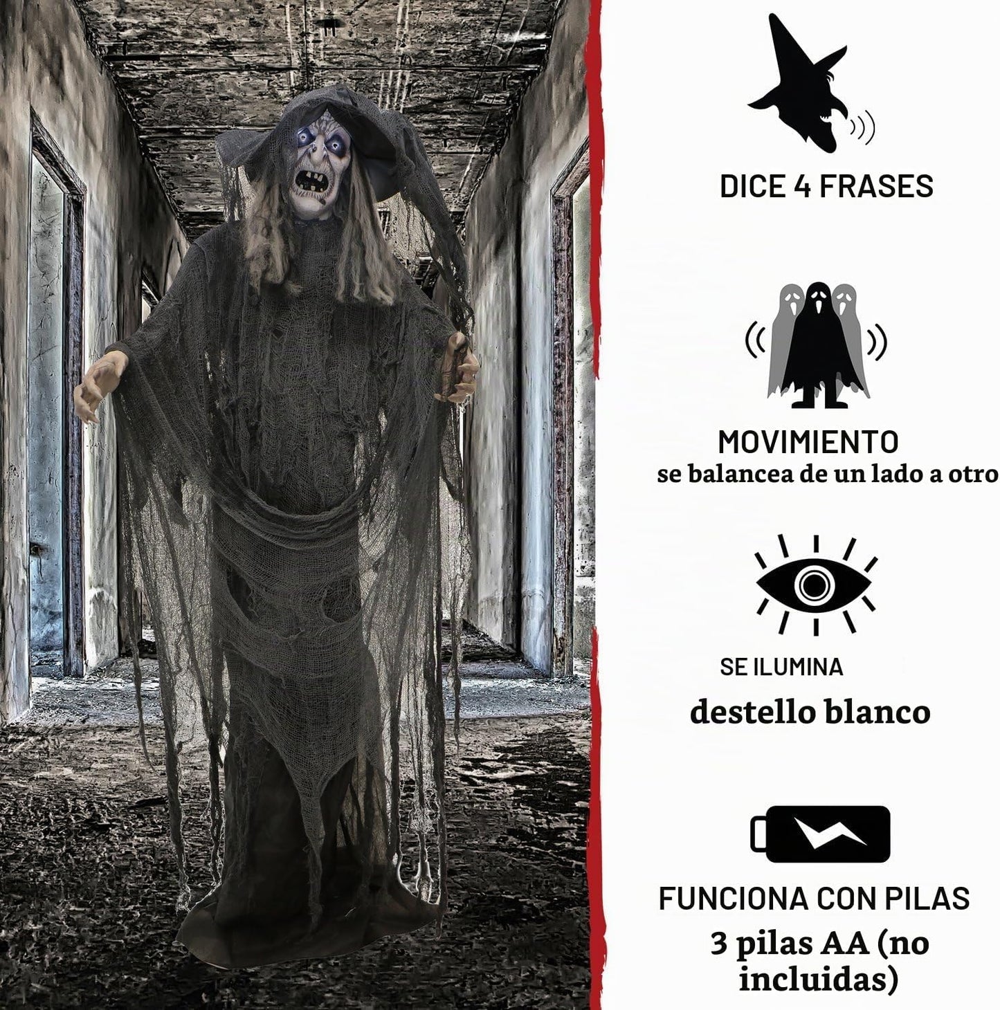 Haunted Hill Farm - Bruja parlante aterradora, animatrónico de tama...
