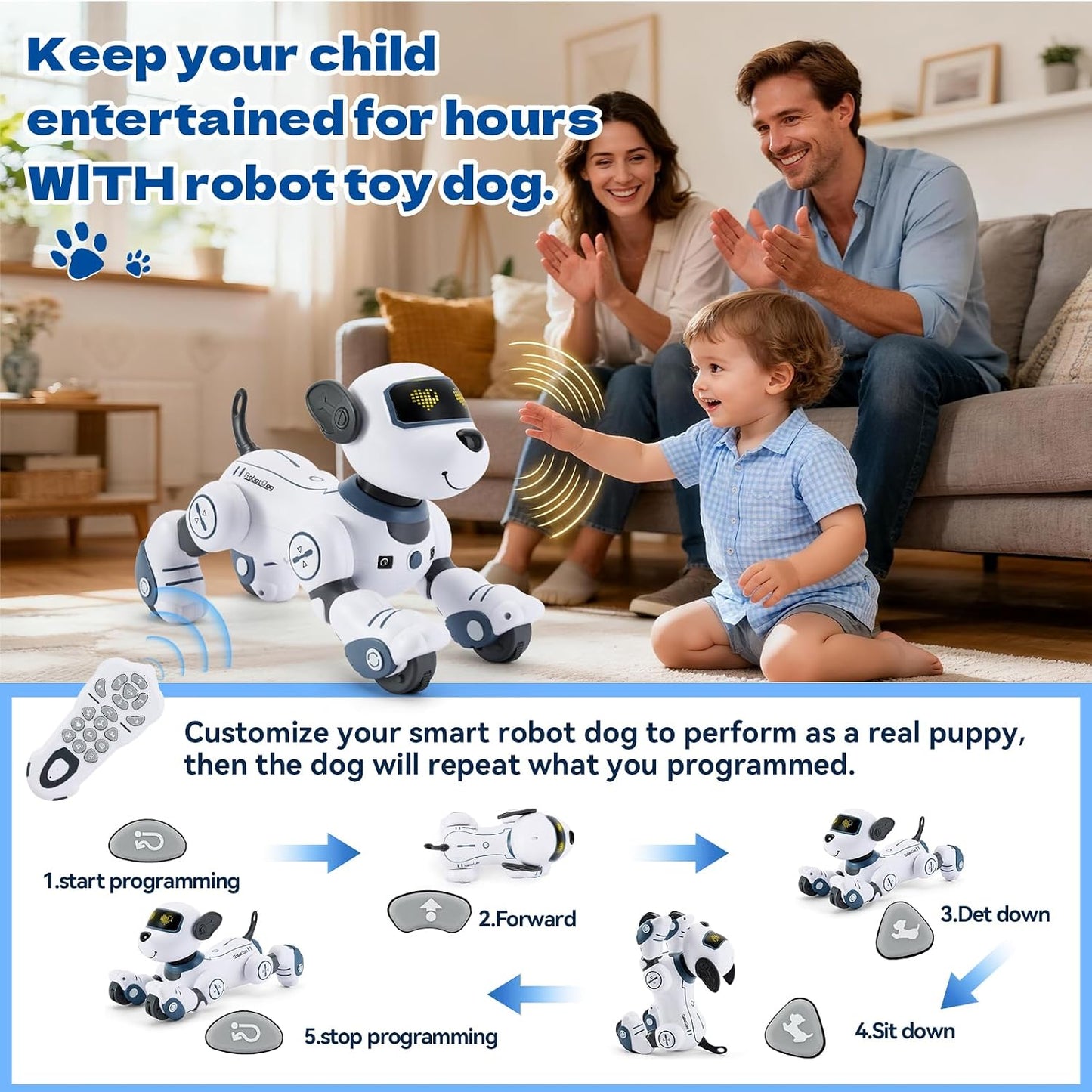 FUUY Perro robot para niños, robot de control remoto, robot interac...