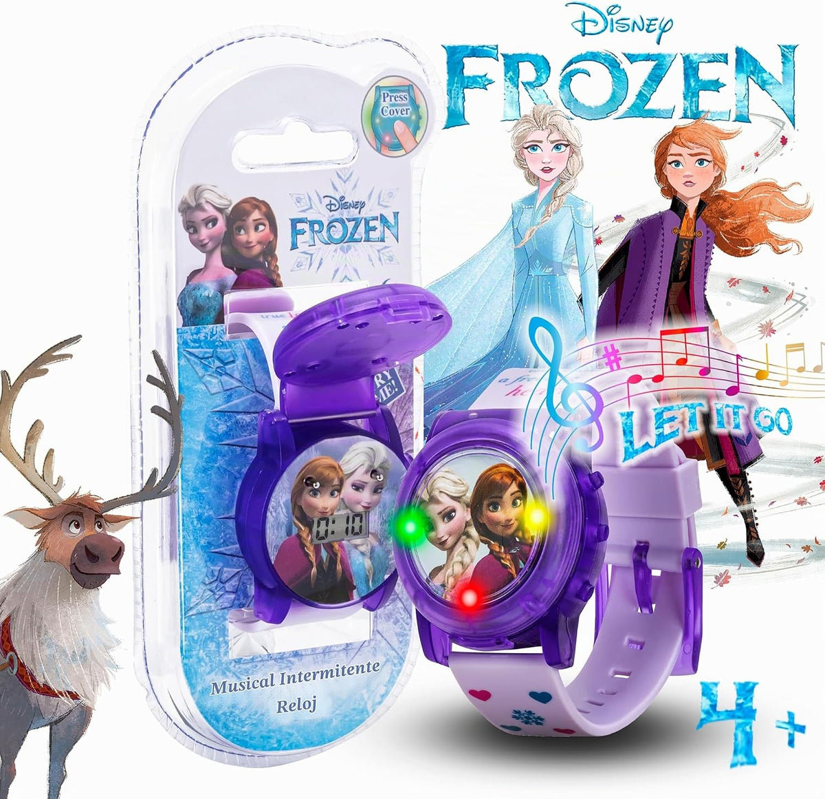 Accutime Disney Frozen Kids - Reloj musical para niños, luces inter...
