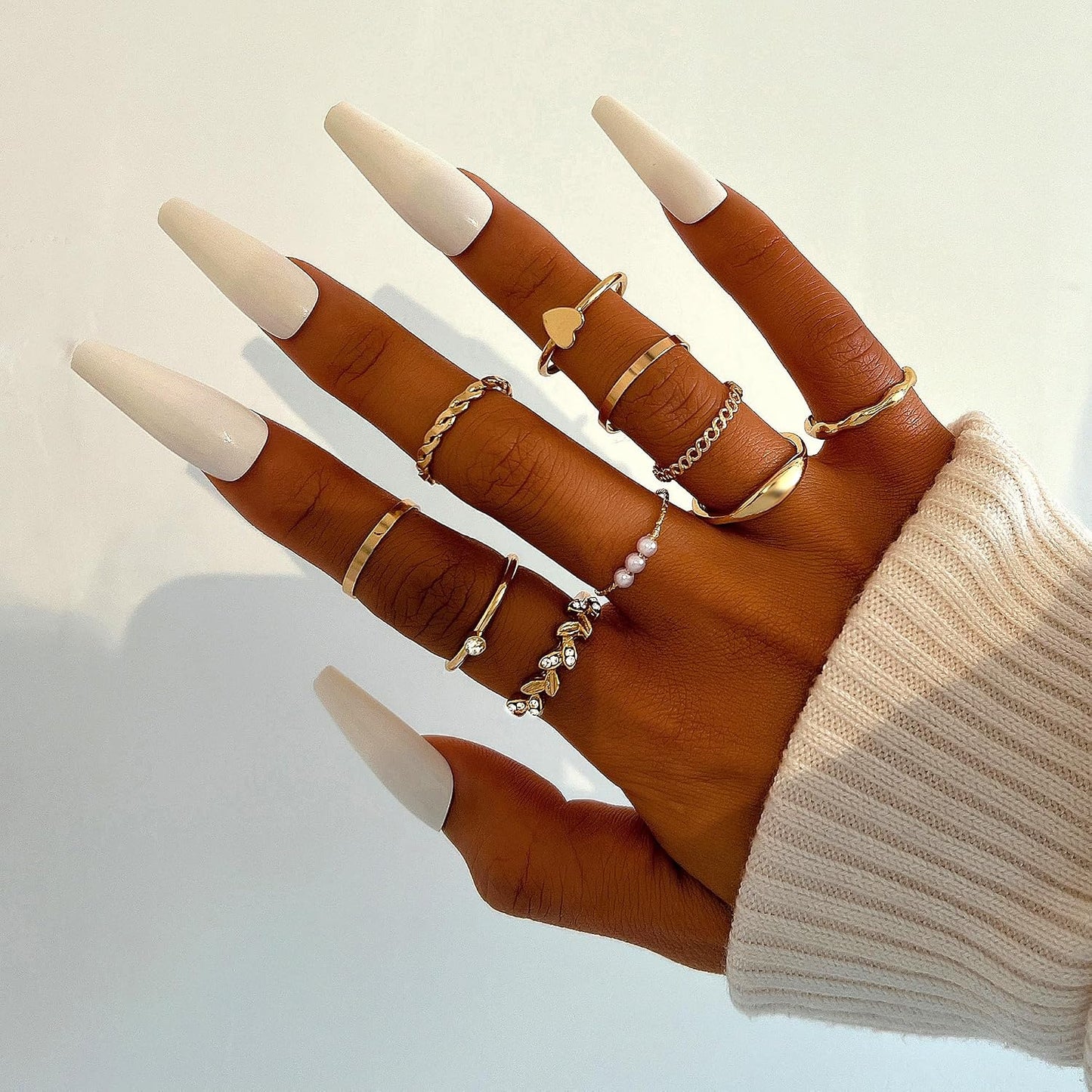 FAXHION Juego de 60 anillos apilables de oro para mujer, anillos de...