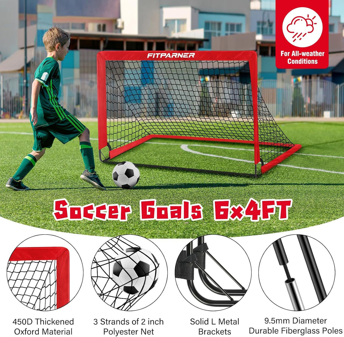 FITPARNER Portería de fútbol, portería de fútbol para niños en el p...