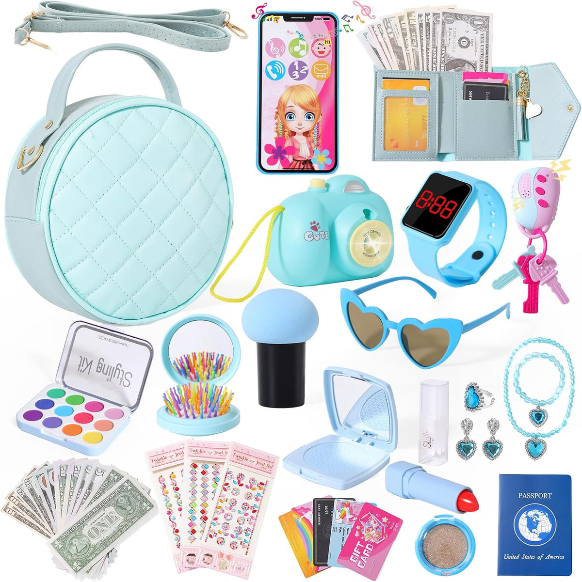 Kagenmi Bolsa de juego para niñas pequeñas, 39 piezas con maquillaj...