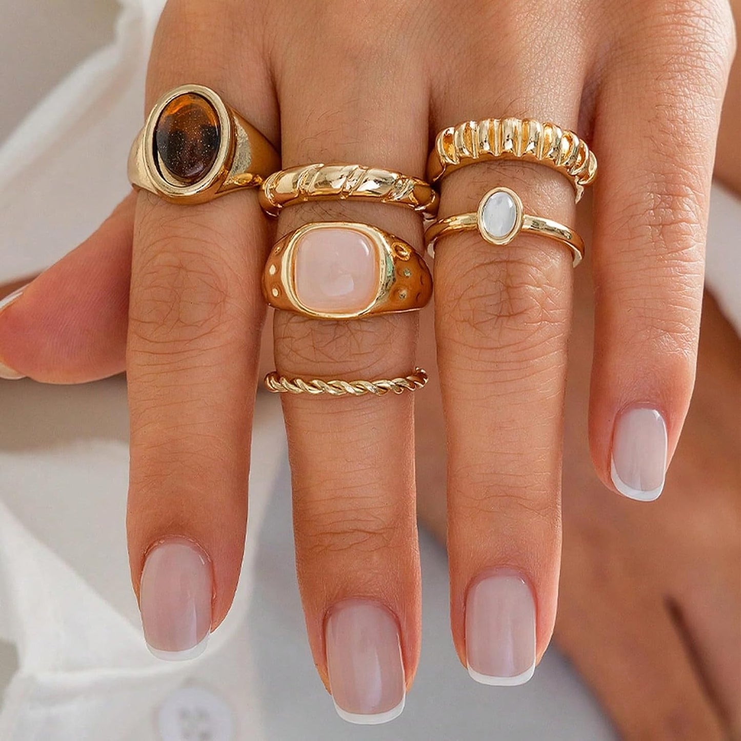 YEEZII Juego de 68 anillos para nudillos, dorados, para mujeres, ap...