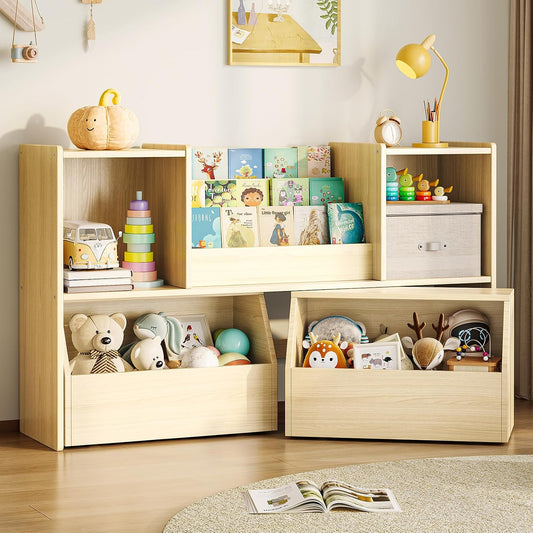 EXPERLAM Estantería de madera maciza para niños y organizador de al...