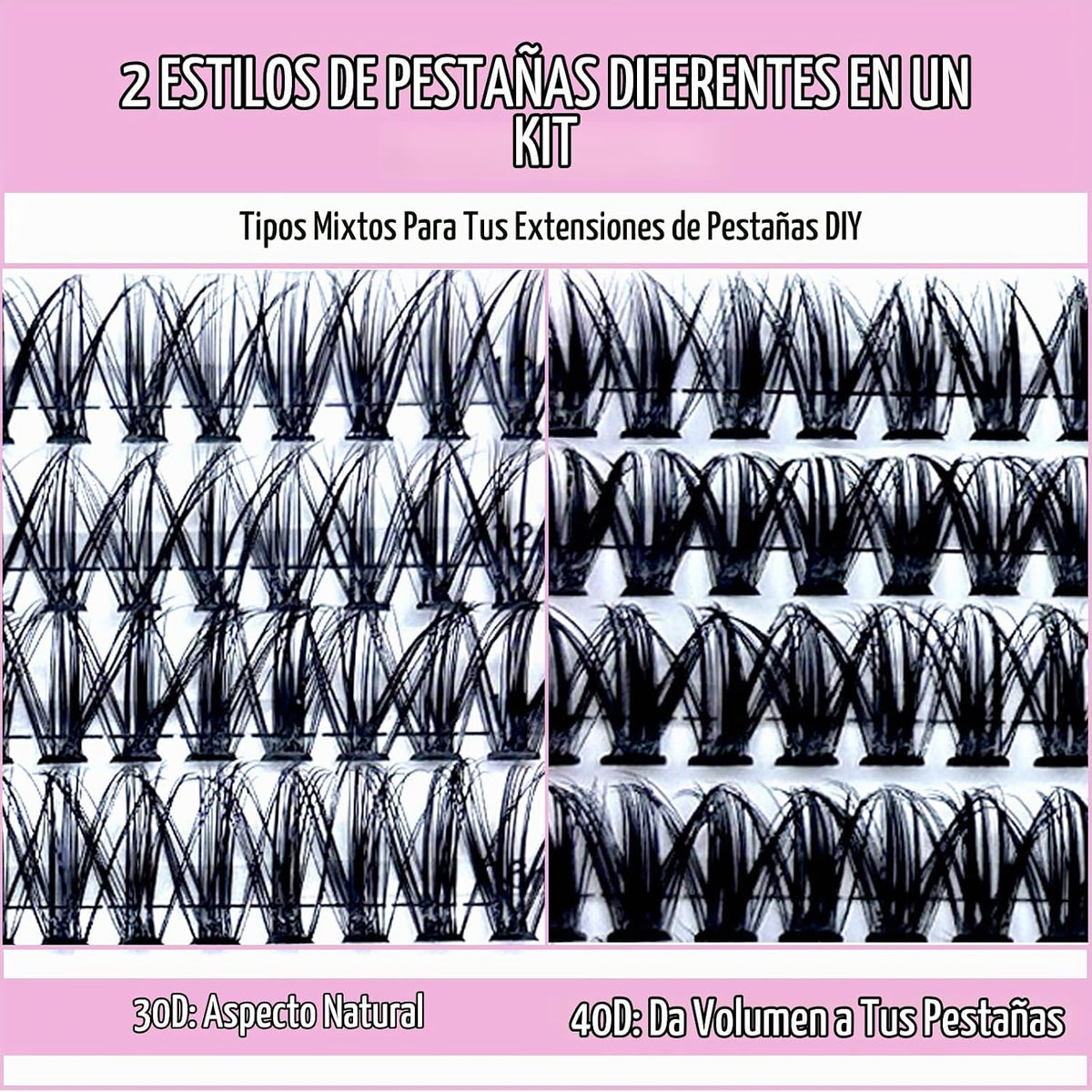 SLSXNL Extensiones de pestañas en racimo D de 10-16 mm, 30D 40D, 24...