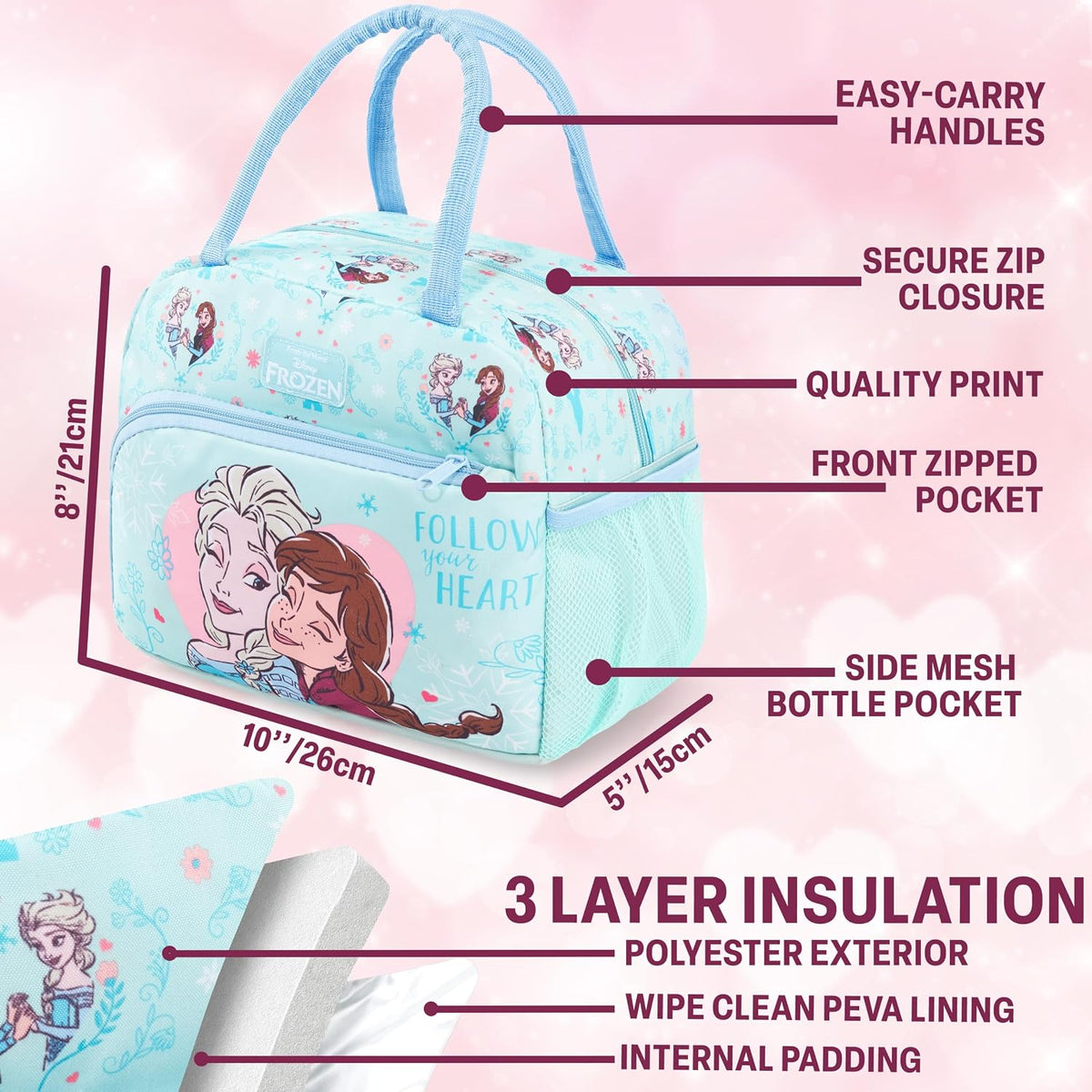 Get Trend Disney Frozen Girls Bolsa de almuerzo con aislamiento, út...