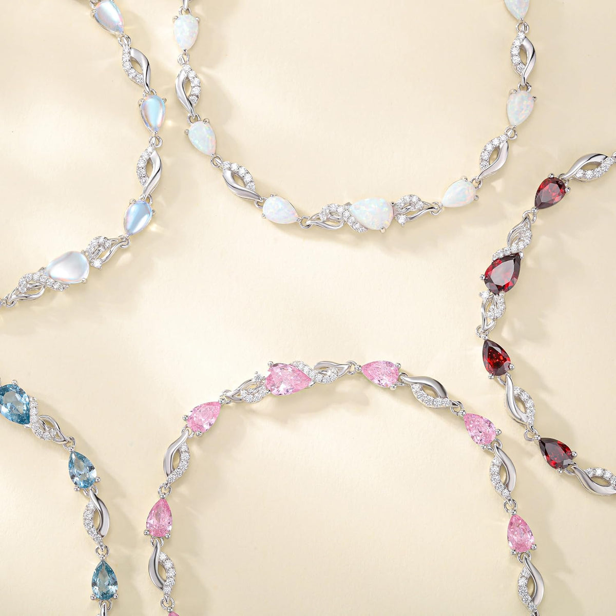 FANCIME Pulsera de piedra natal para mujer Pulsera de tenis ajustab...