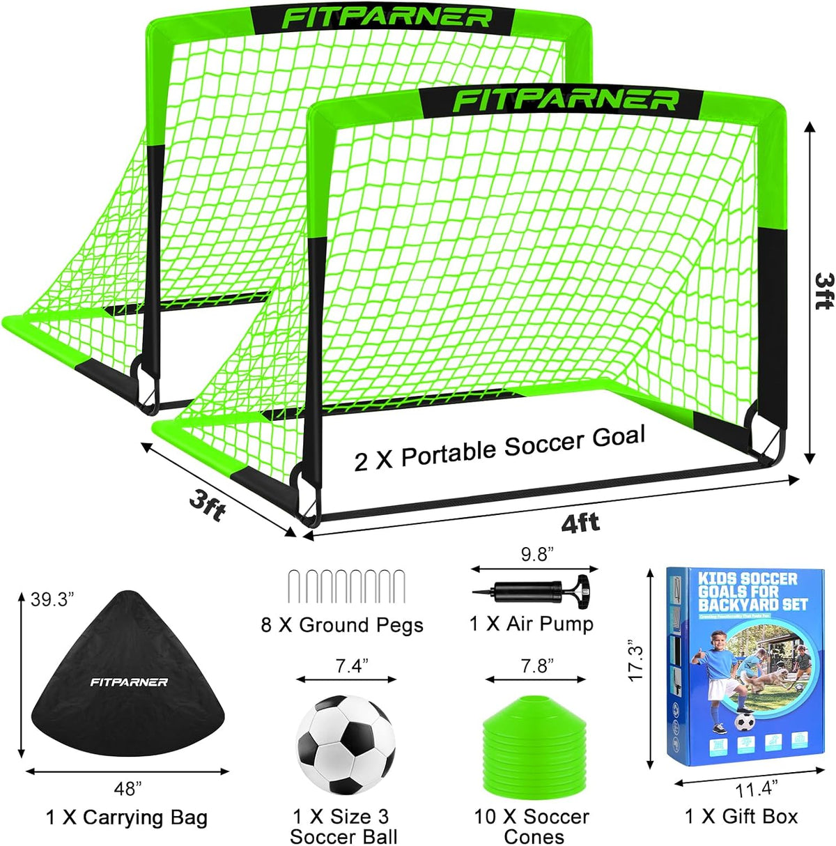 FITPARNER Arcos de Fútbol para Niños para Patio Trasero - Juego de...