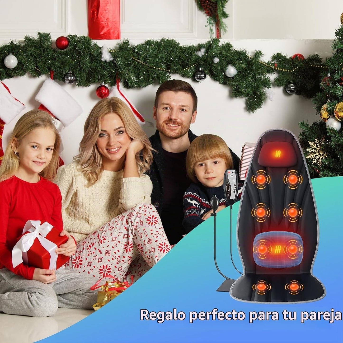 comrelax Masajeador de espalda para silla con calor, cojín de asien...