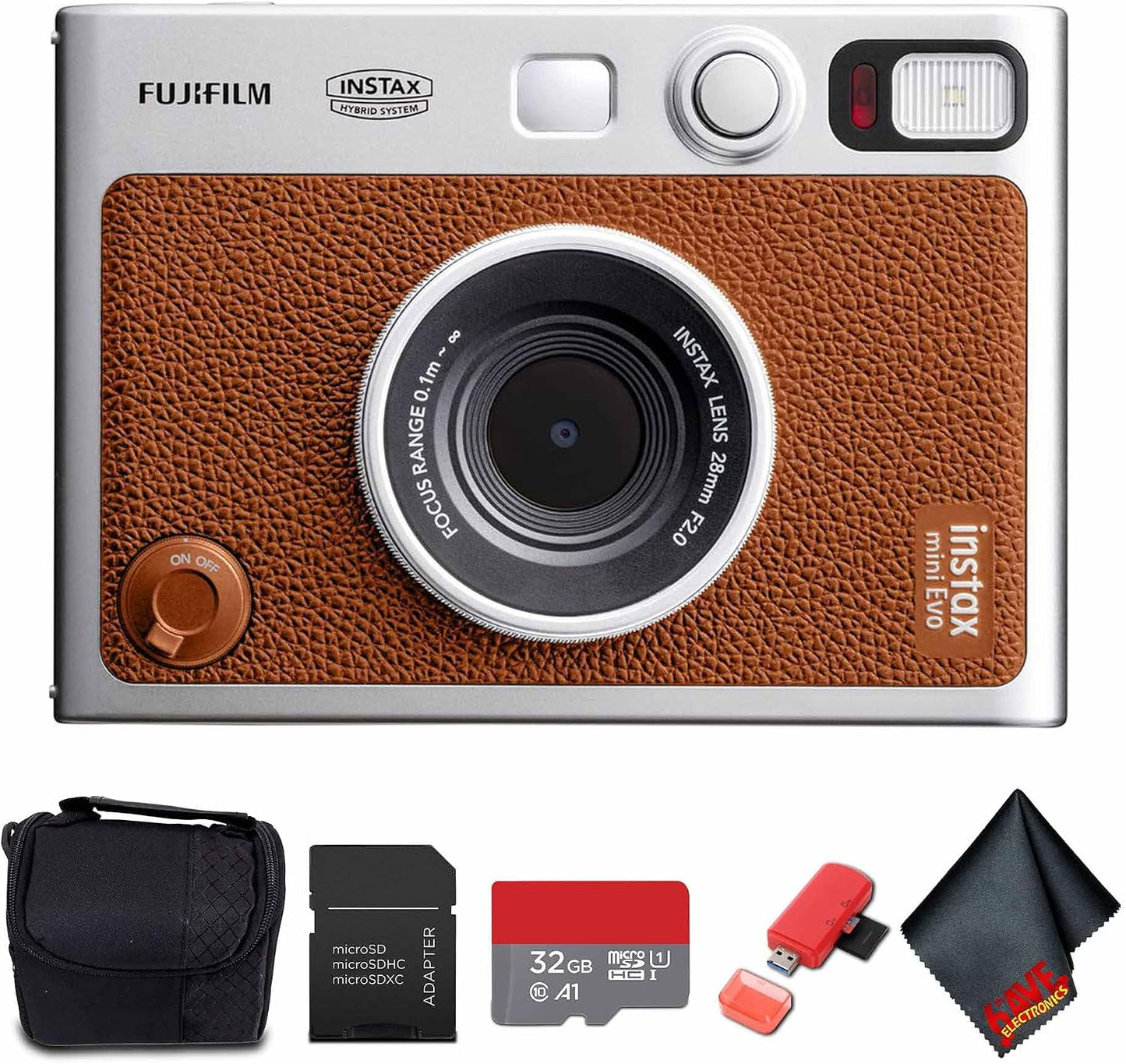Paquete de cámara instantánea FUJIFILM INSTAX MINI EVO híbrida (mar...
