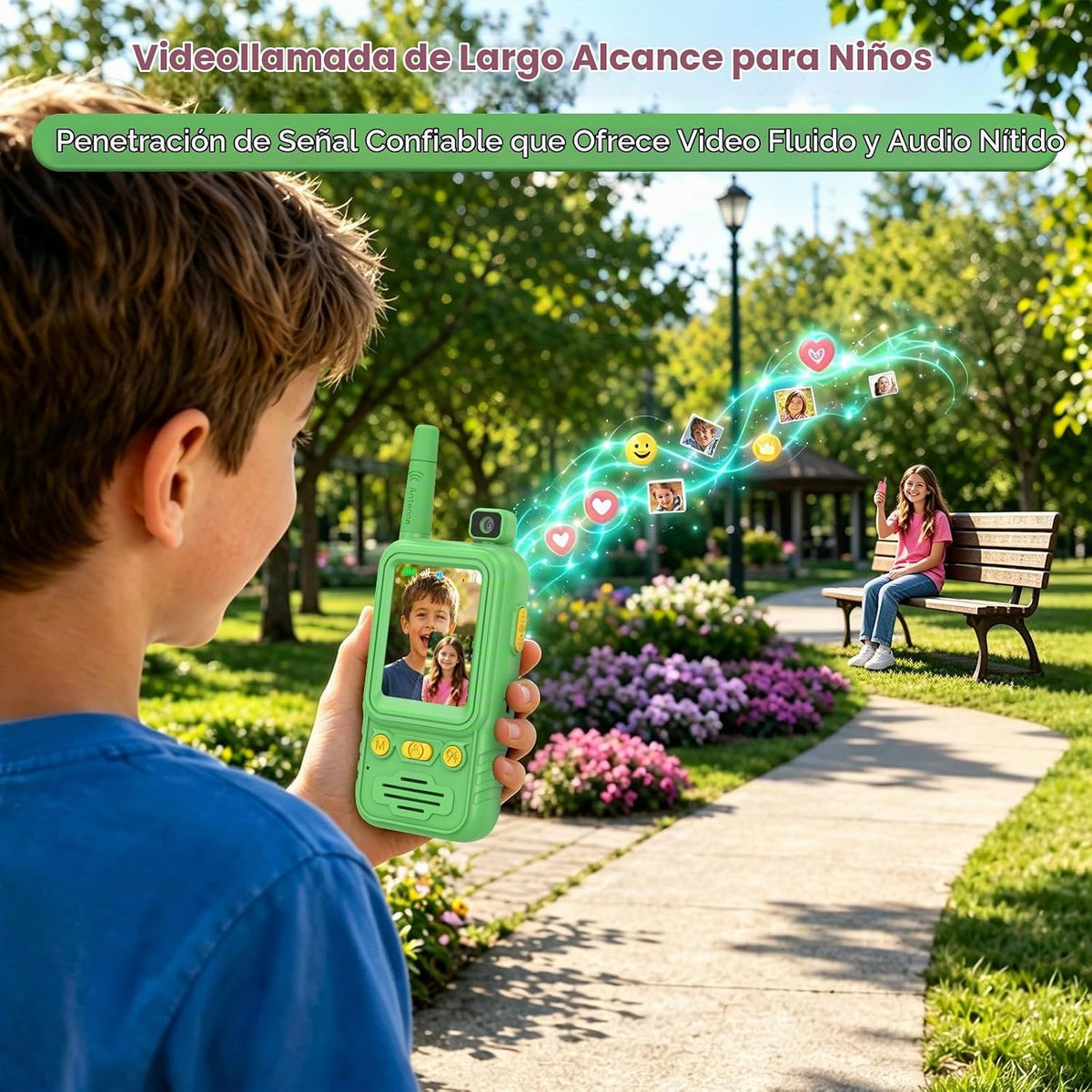 Walkie Talkies de video para niños, paquete de 2: recargable con cá...