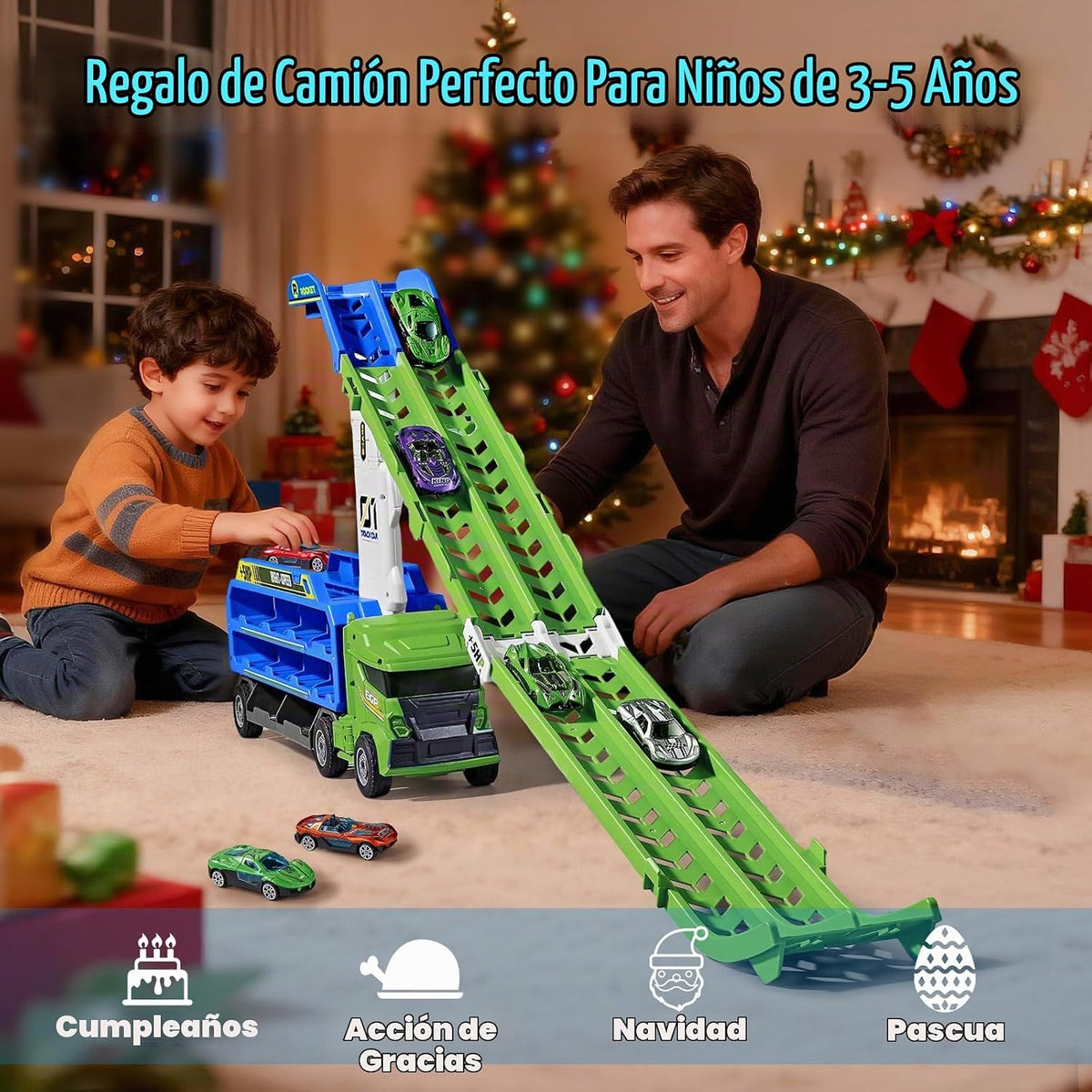 Camión de carreras de juguete para niños de 3, 4, 5, 6 años, camión...
