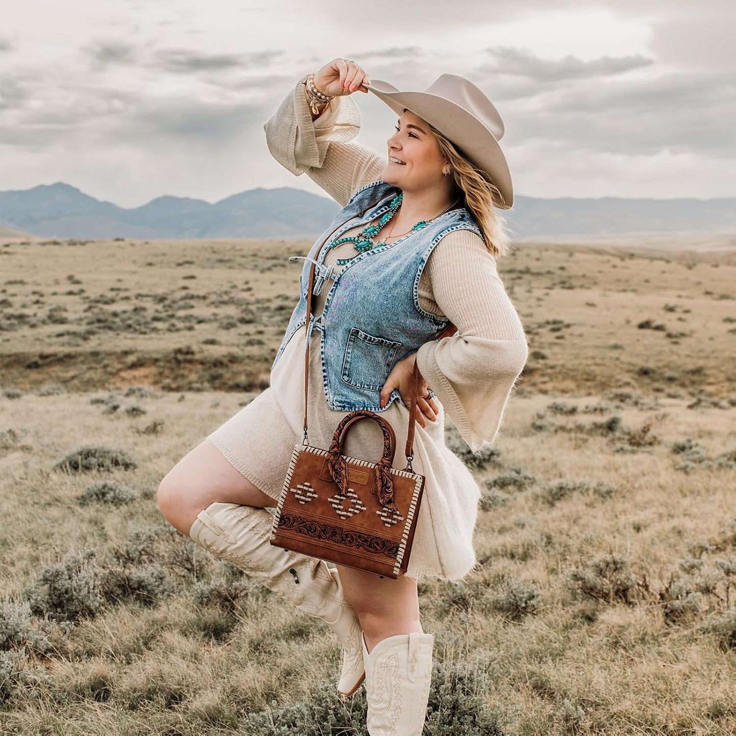 Montana West Wrangler Tooling Tote Bag para mujer, bolsos con asa s...