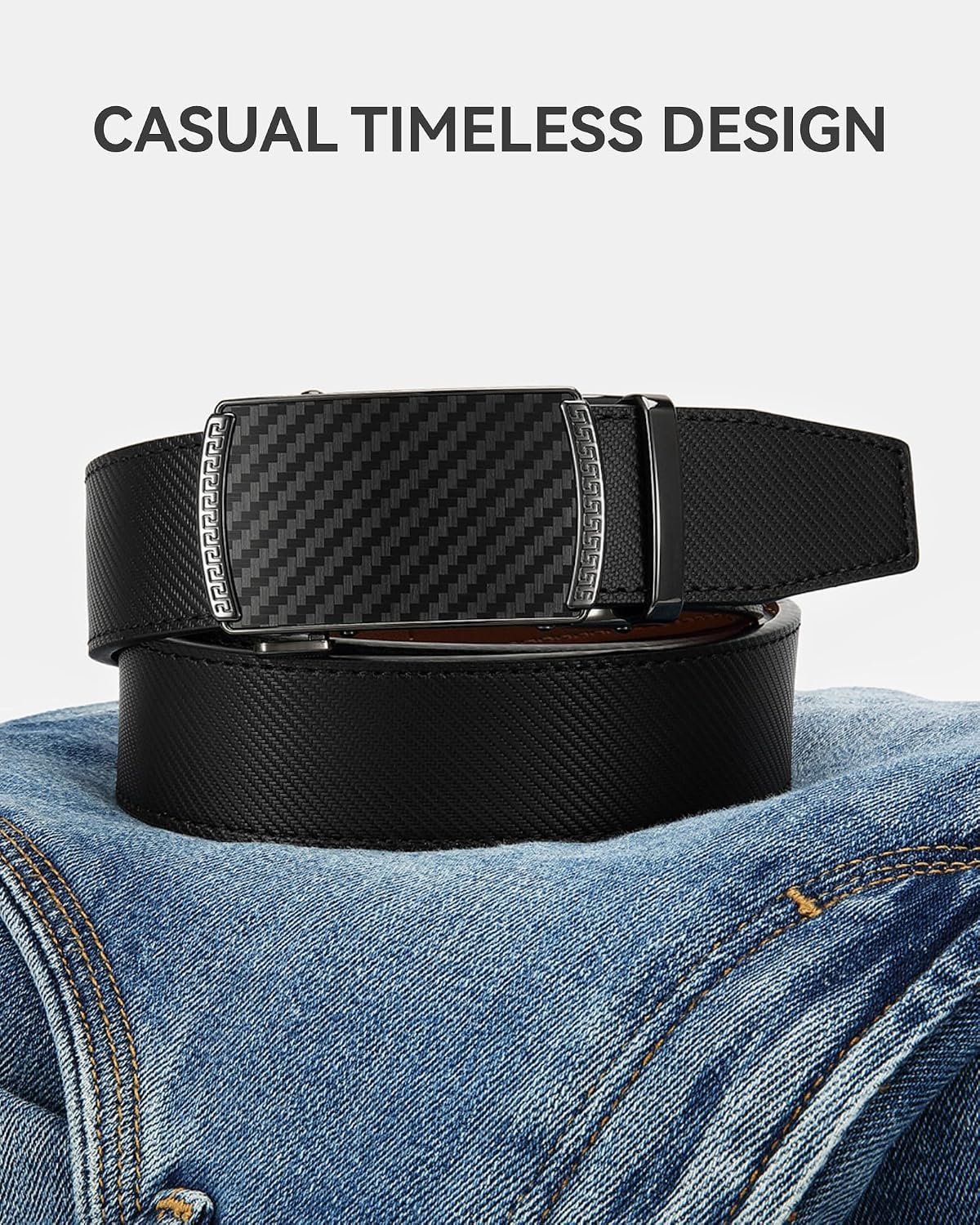 CHAOREN Cinturón para hombre de cuero con trinquete - Ajuste person...