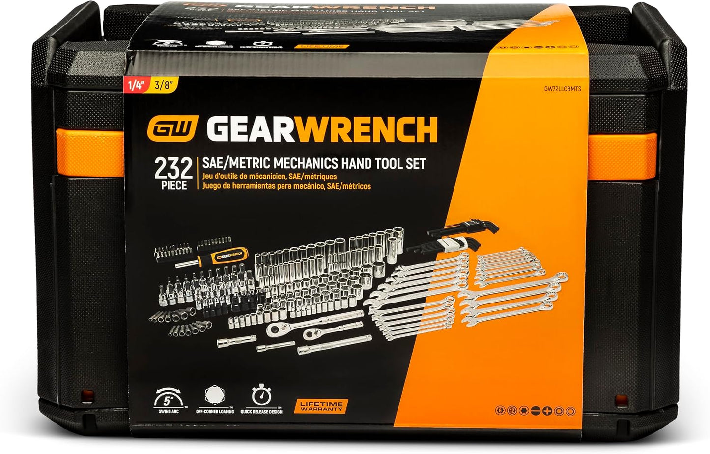 GEARWRENCH - Juego de herramientas mecánicas de 232 piezas, 72T, 6...