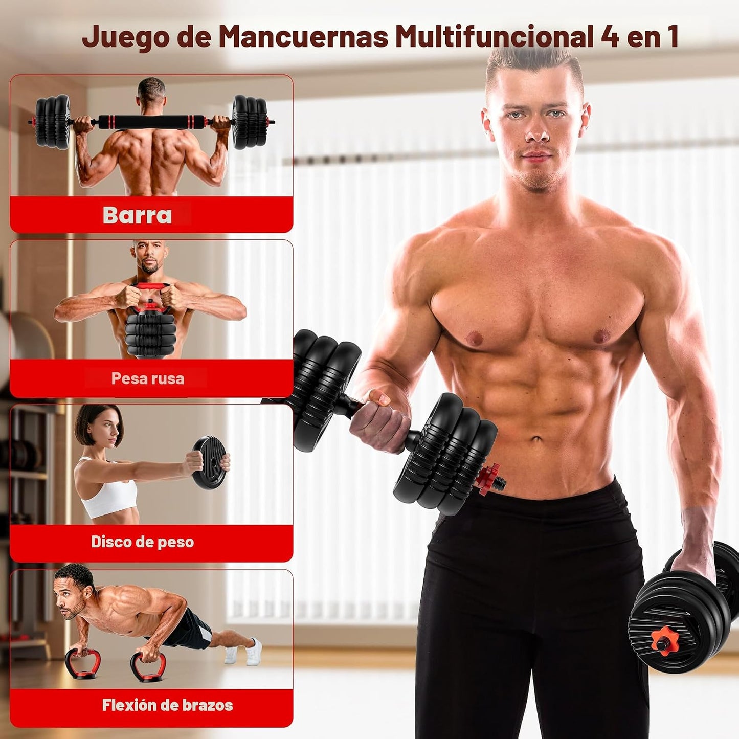 SCEPKN Juego de mancuernas ajustables, juego de pesas libres de 10\...