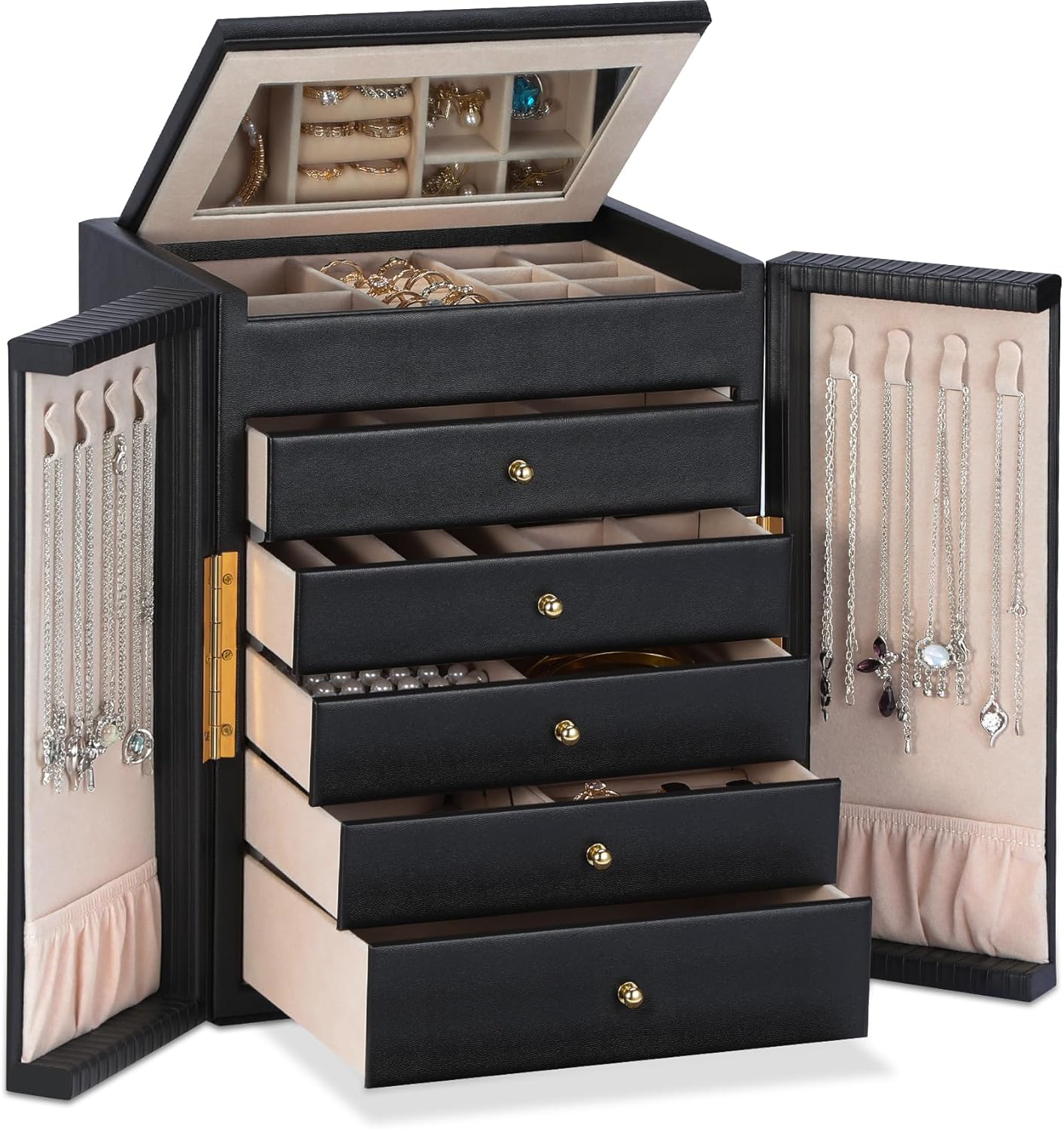 Dajasan Caja organizadora de joyas grande con 5 cajones, joyero par...