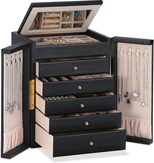 Dajasan Caja organizadora de joyas grande con 5 cajones, joyero par...