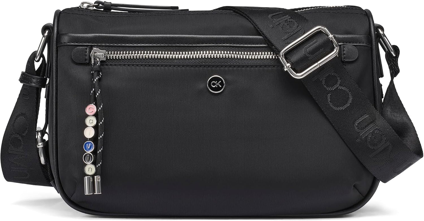 Calvin Klein Caius - Bandolera organizacional, negro\/plata, talla...