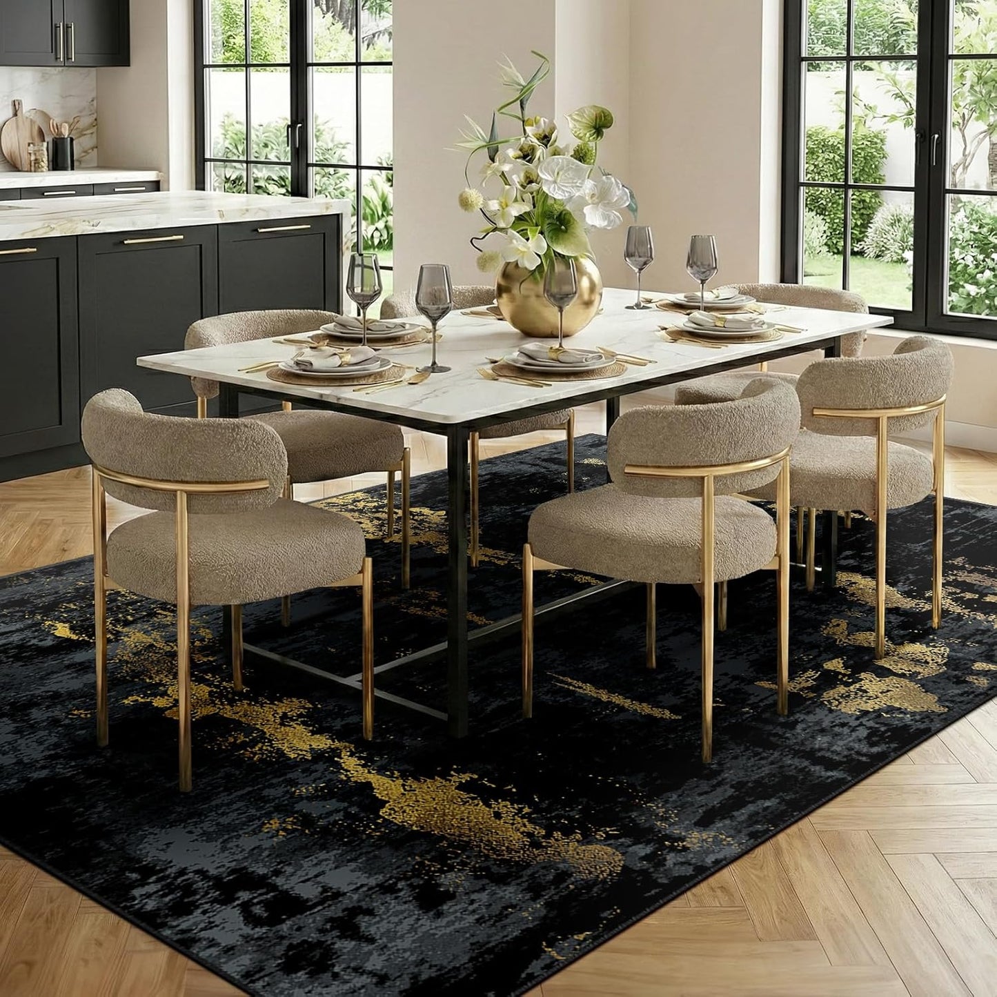 RELEANY - Alfombra abstracta lavable de 5 x 7 pies para sala de est...