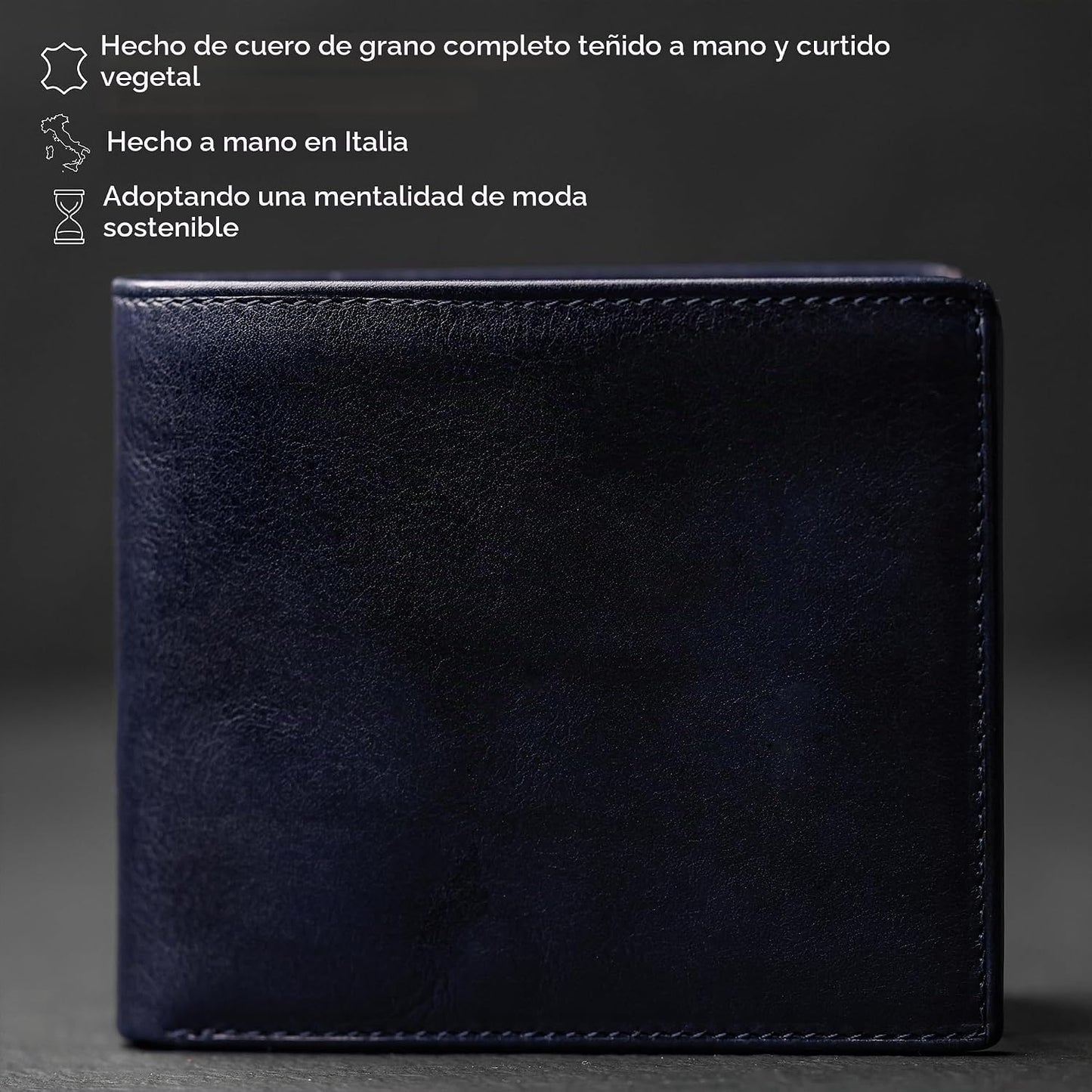 Time Resistance Cartera de cuero para hombre - Billetera italiana p...