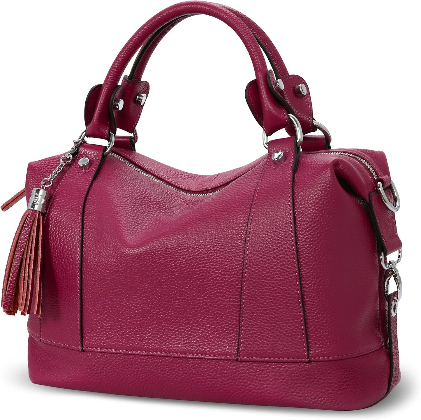 Heshe Bolsos de hombro de cuero genuino para mujer, bolsos satchel,...