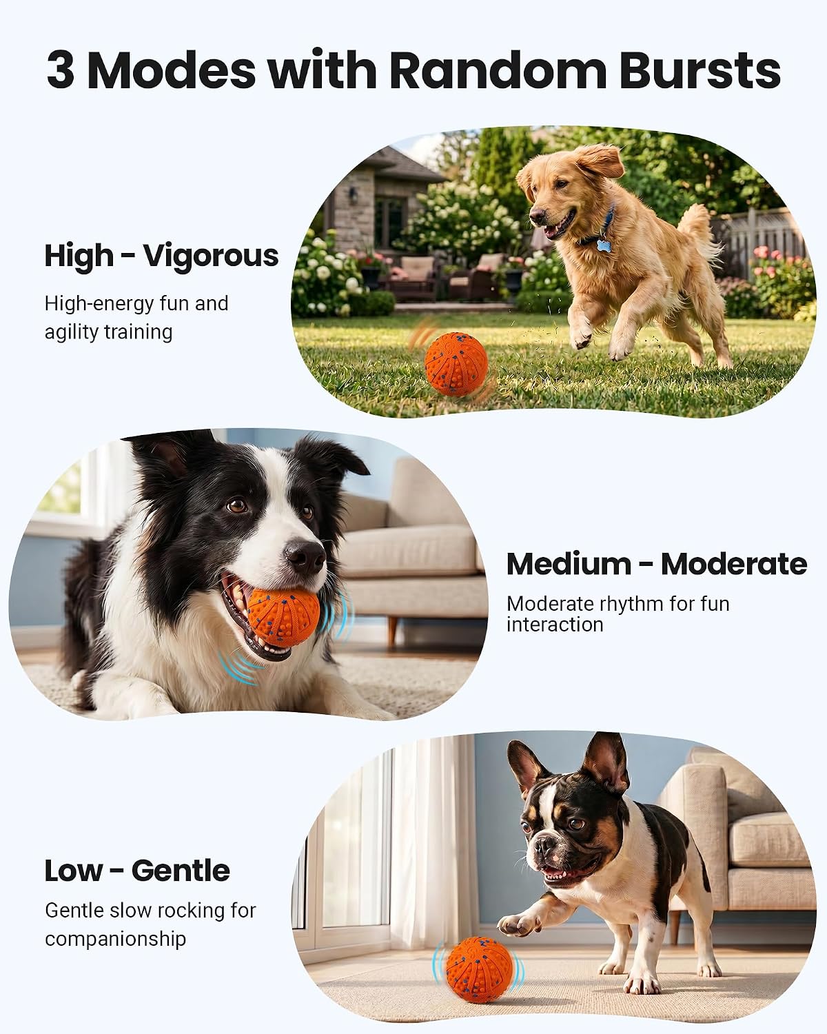 Juguetes interactivos para perros, juguete automático de bola rodan...