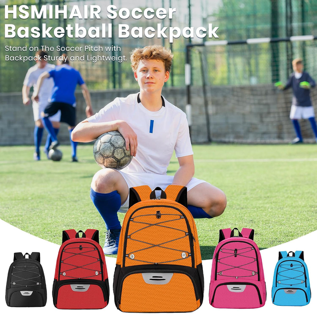 Hsmihair - Mochila de fútbol juvenil - Mochila para fútbol y balonc...