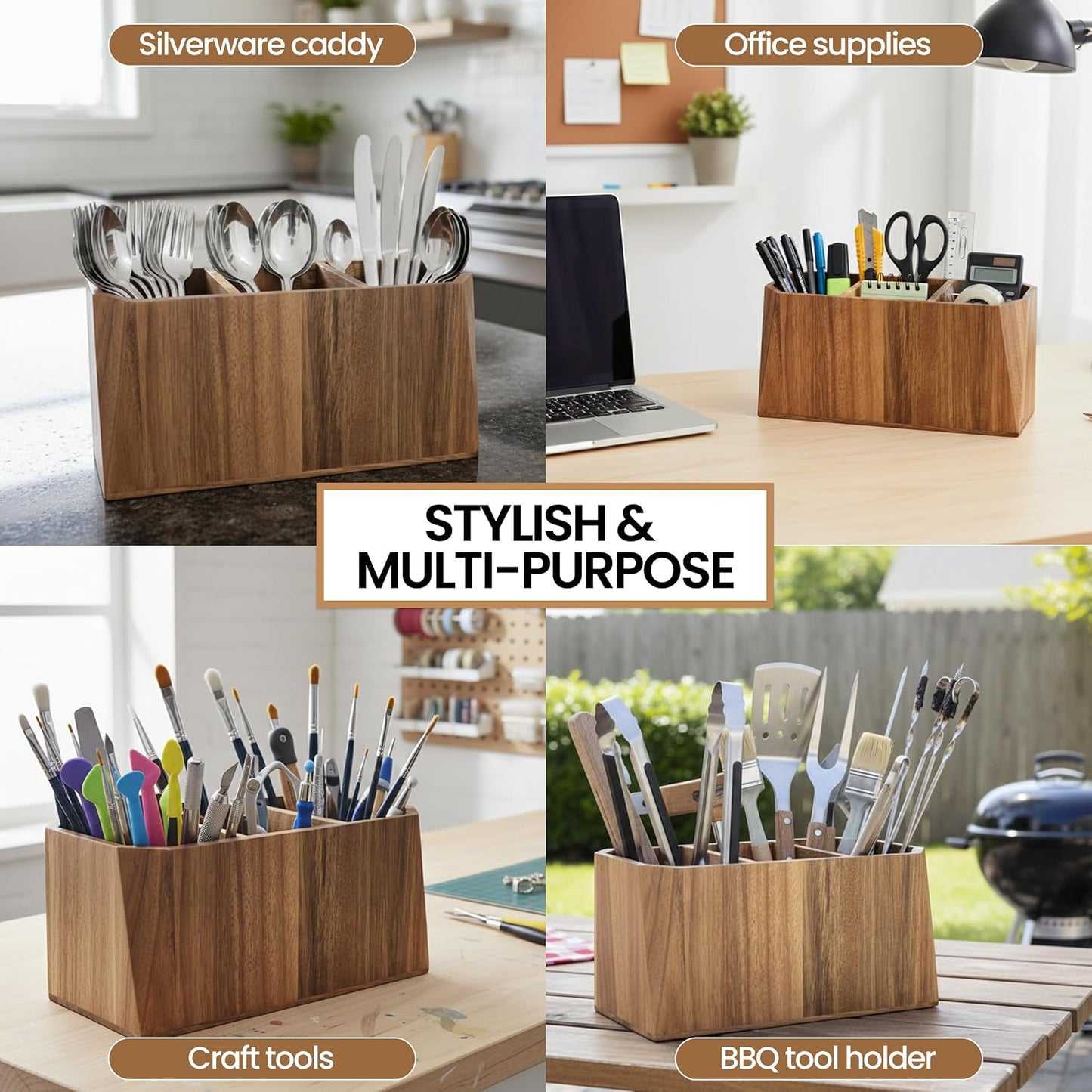 Soporte grande para utensilios de cocina para encimera, organizador...