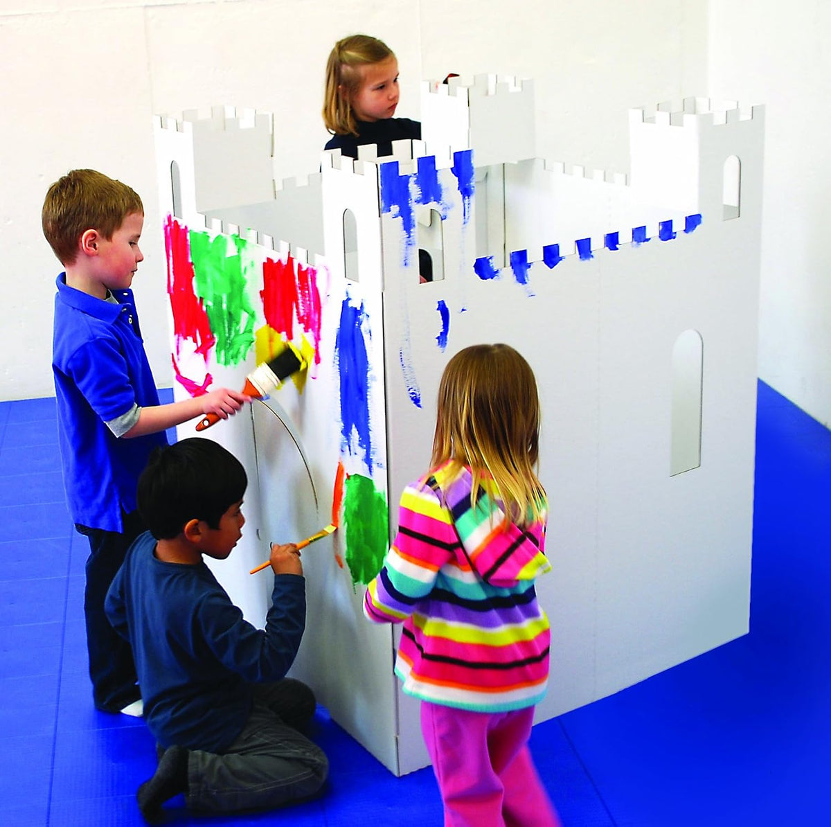 Easy Playhouse Castillo en blanco de cartón - Fuerte para niños par...