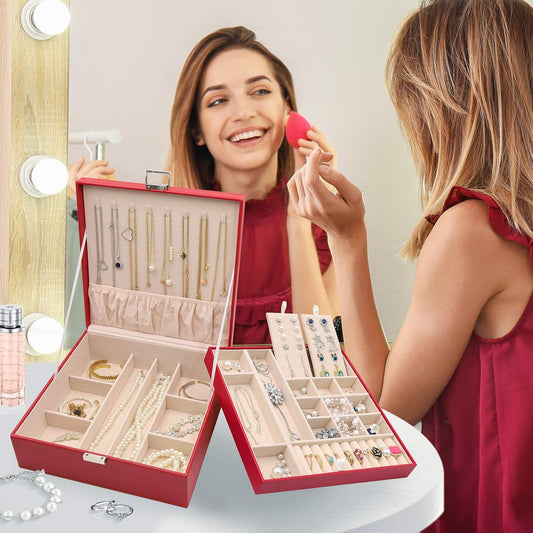 ProCase Caja de Joyas para Mujeres, 2 Capas Organizador de Joyas de...