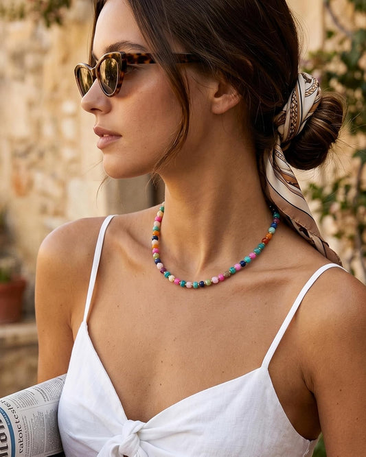 Trinckle Collares de cuentas gruesas para mujer, collares de cuenta...