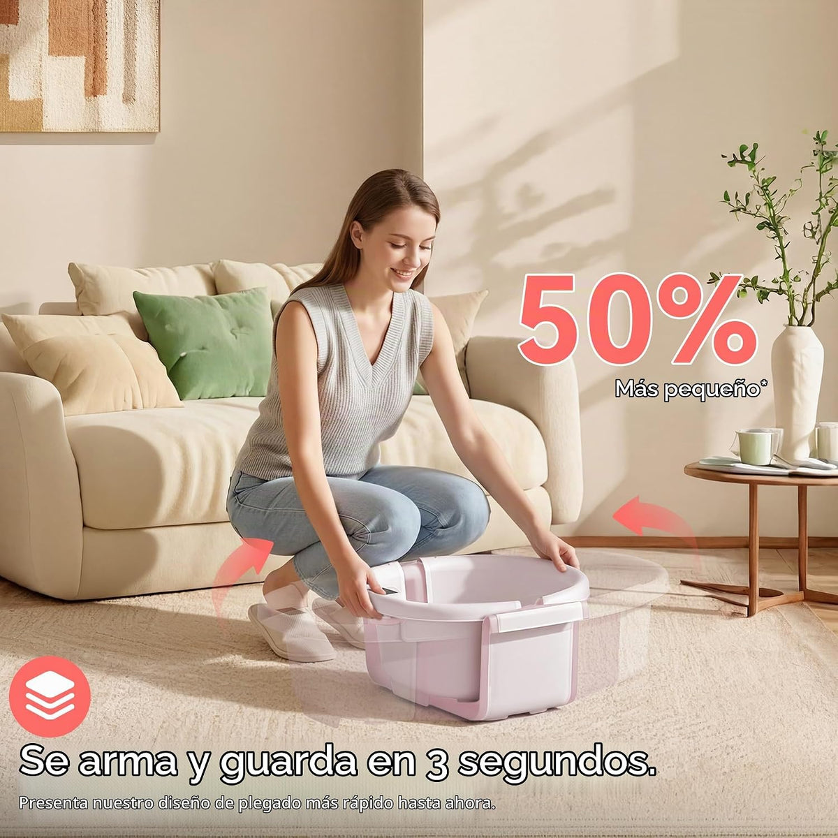 Bañera plegable para bebé, bañera grande para bebé con termómetro,...