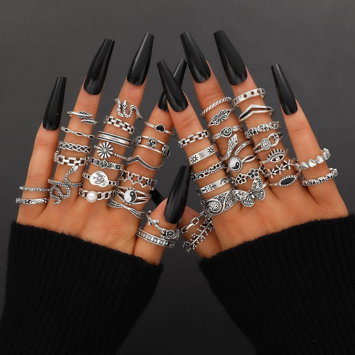YEEZII Juego de 68 anillos para nudillos, dorados, para mujeres, ap...