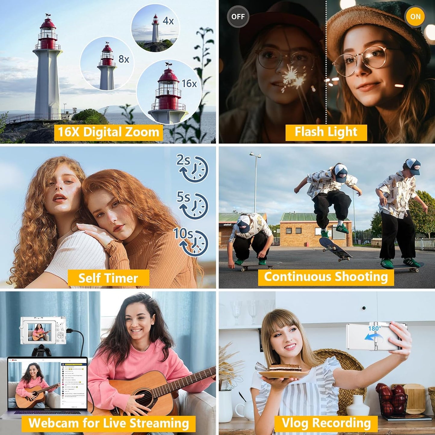 Cámara digital 4K para enfoque automático de fotografía, cámara de...