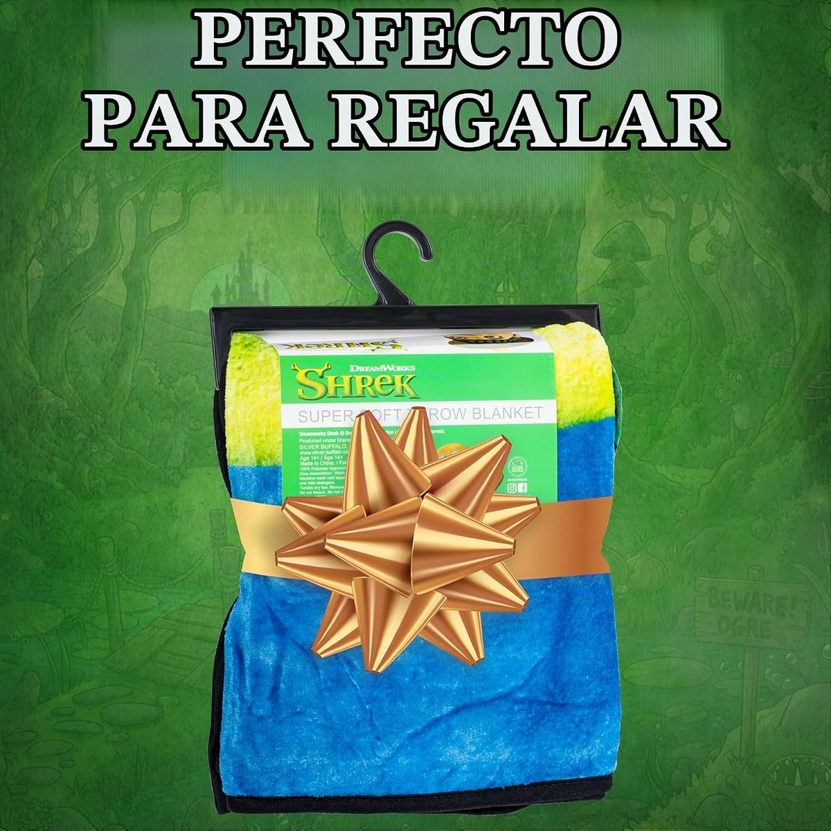 Silver Buffalo Shrek - Póster de película de burro, manta de forro...