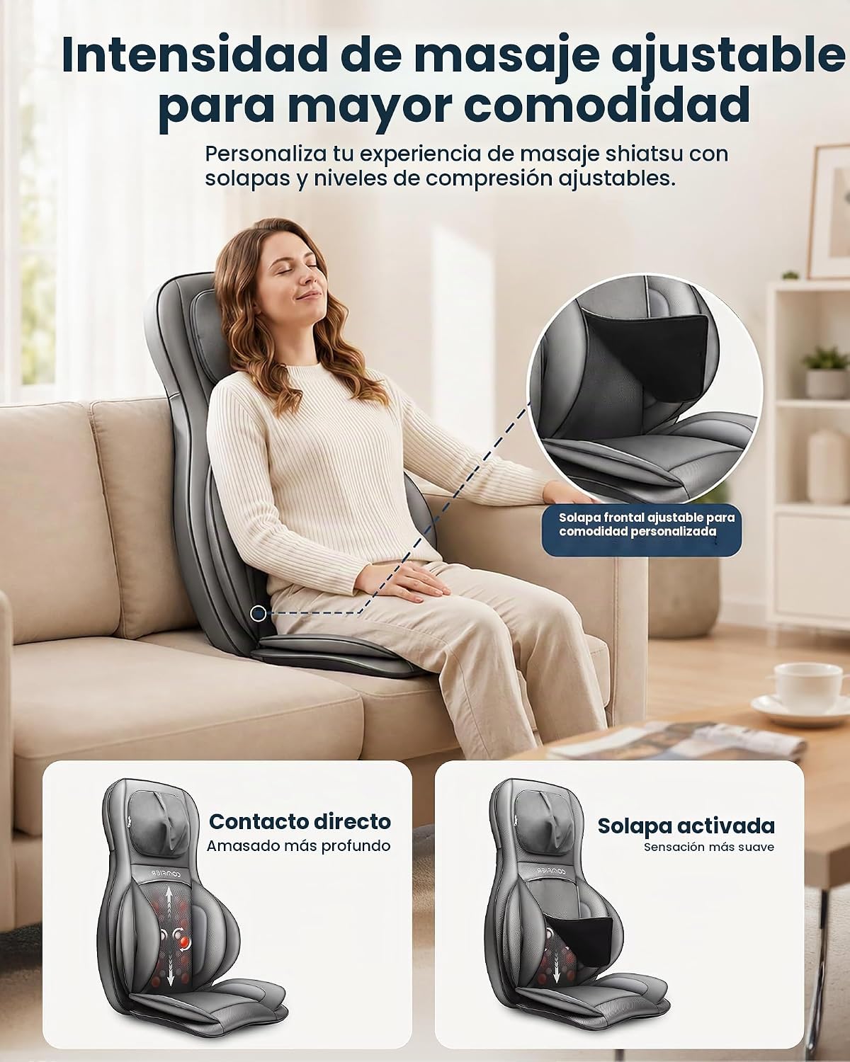 COMFIER Shiatsu Masajeador de cuello y espalda con calor, nodos aju...
